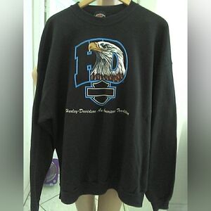 Vintage 1996 Harley-Davidson Black Crewneck Sweater W/ Eagle Emblem SZ. XXL
